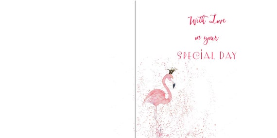 Daughter Girls Pink Flamingo 4th Birthday Card Grandaughter Friend