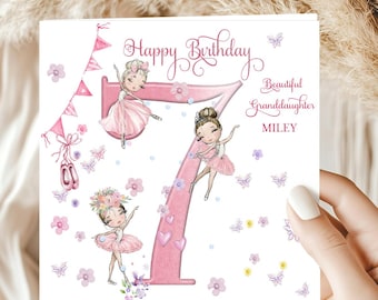 Personalised 7th Birthday Card Granddaughter Daughter Great Niece Goddaughter Cousin Sister 3rd 4th 5th 6th 8th