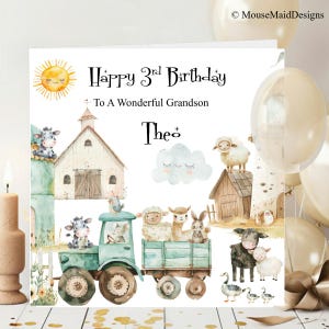 Personalised Birthday Card for Boy Son Great Grandson Nephew Cousin Godson 1st 2nd 3rd 4th 5th (farm)