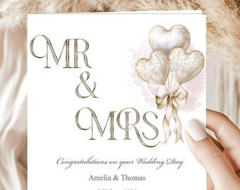Personalised Card for Newlyweds Wedding Day