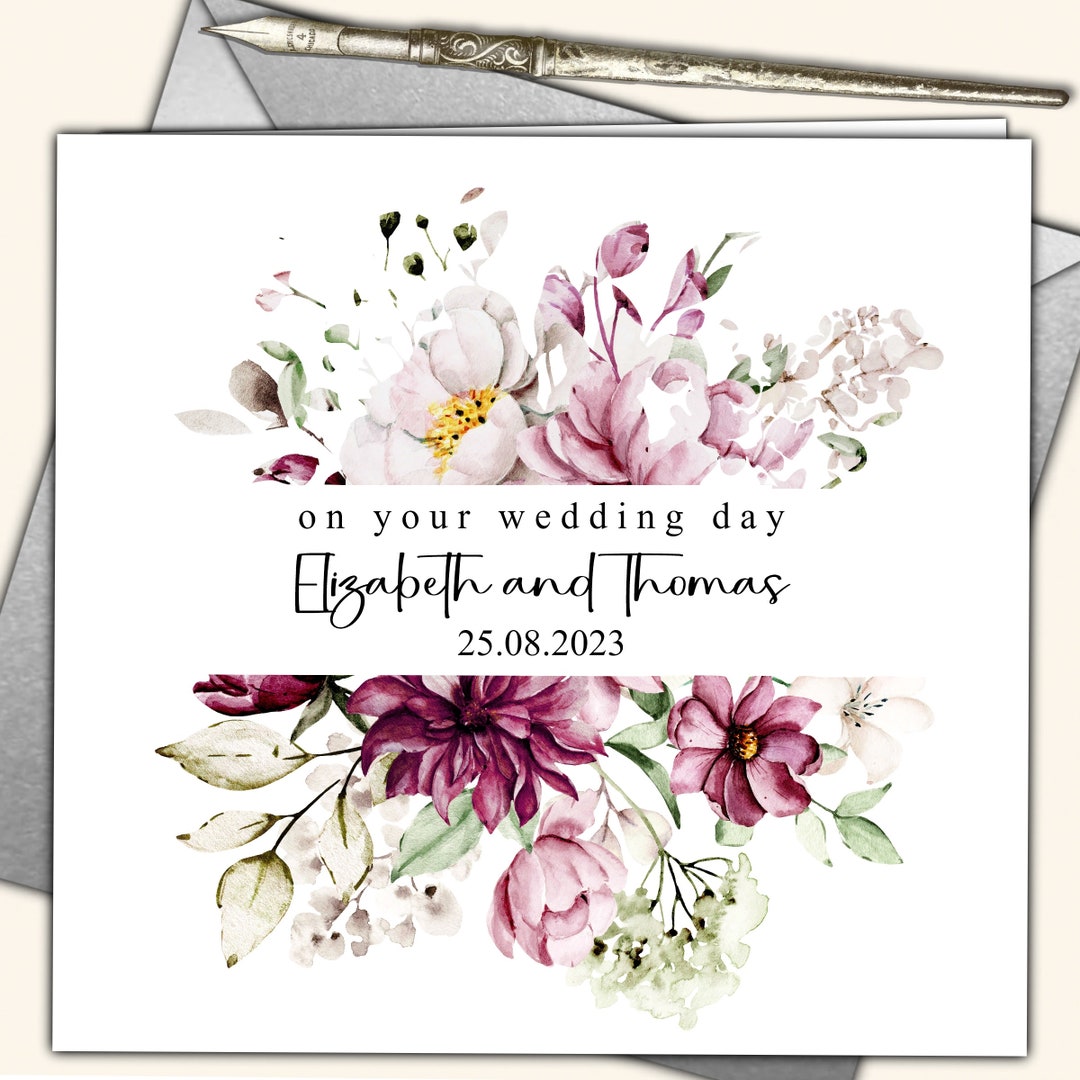 Personalised Wedding Day Card for Bride and Groom Newlyweds Couple (pf ...