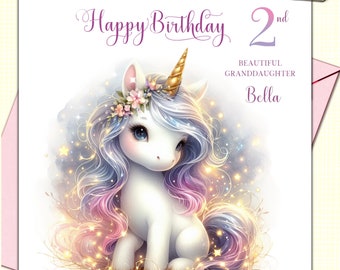 Birthday Card Personalised for 1st 2nd 3rd 4th 5thGreat Granddaughter Daughter Goddaughter Niece Cousin (baun)