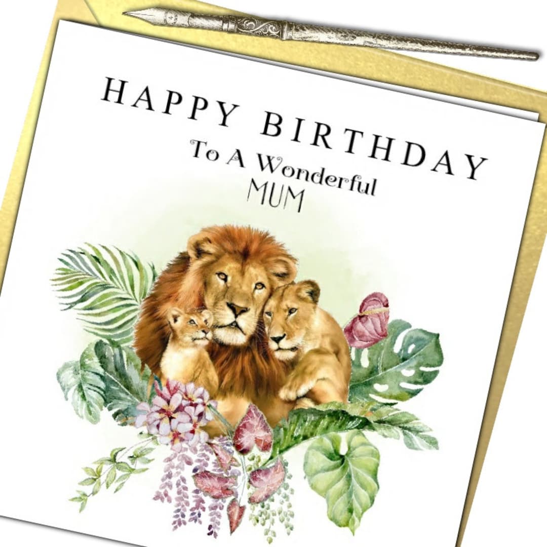 Birthday Card for Her Wildlife Lions Mum Mother Mam Grandma - Etsy