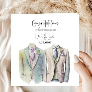 Personalised Gay Wedding Day Congratulations Card Men Male Marriage Same Sex Mr & Mr image 1