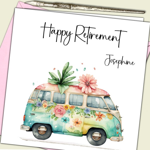 Retirement Card Early Retirement Friend Sister Mum Mother Cousin Aunt Boss Colleague Retro Camper (rc/rec) Personalised
