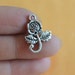 Silver rose Flower & branch Connector Pendant Charm 15x21 mm
