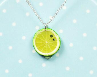Geschnittene Zitrone Halskette - Zitrone Anhänger - Miniatur Schmuck - Obst Halskette - Miniatur Essen Schmuck