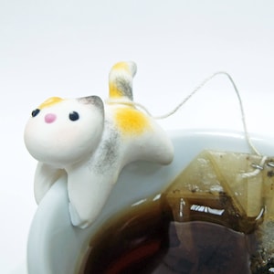 Tabby Cat Tea Bag Holder C - Cute Cat Tea Pot Teabag Holder - Cup friends - Mug Decor - Bowl Decor