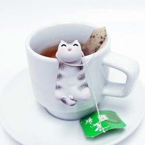 Soporte para bolsitas de té con forma de gato D - Lindo soporte para bolsitas de té con forma de gato - Regalos para amantes de los gatos