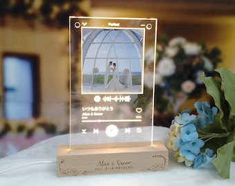 Austauschbare Foto Acryl Scanable LED-Nachtlicht-Lampe - Song Plaque - Jubiläumsgeschenk - Custom Song Album Cover
