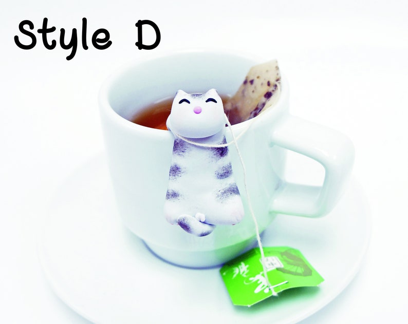 Tabby Cat Tea Bag Holder B Cute Cat Tea Pot Teabag Holder Sipping Cup Mug Decor Style D