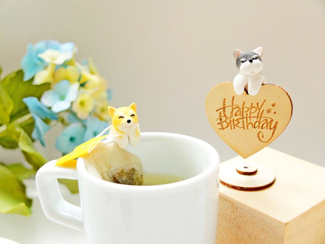 Dog Tea Bag Holders With Birthday Tag Birthday Gifts Happy Birthday