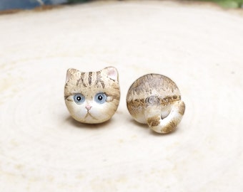 Klassische Tabby Katze Ohrringe, Katze, Tier Ohrringe, Katzenmama, Katzenliebhaber Geschenk, Geschenke für sie, handgemachter Schmuck