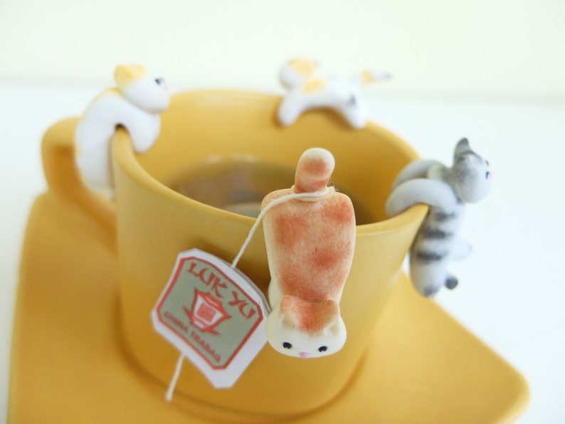 Cat Tea Bag Holder A Cute Cat Tea Pot Teabag Holder Cat Etsy Hong Kong
