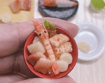 Miniatur Essen - Miniatur Japanisches Essen - Puppenhaus Essen - Sashimi Don - Sushi