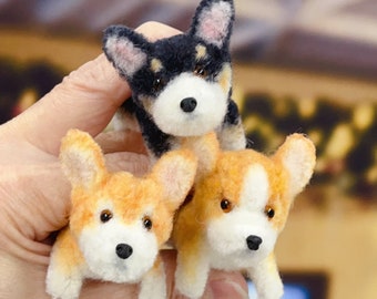 Miniatur Corgis mit flexiblem Kopf und Beinen - Miniatur Hund - Corgis Geschenk - Corgis Liebhaber Geschenke - Pfeifenputzer Welpe - Moru Dolls
