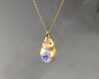 Niedliche Haustier Hamster Halskette mit Swarovski Kristallen - Rodentia Accessoires - handgemachte Halskette