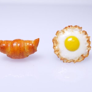 Miniature Food Earrings - Bread Earrings - Egg Earrings - Miniature Breakfast - Miniature Food Jewelry - Foodie Earrings - Foodie Gifts