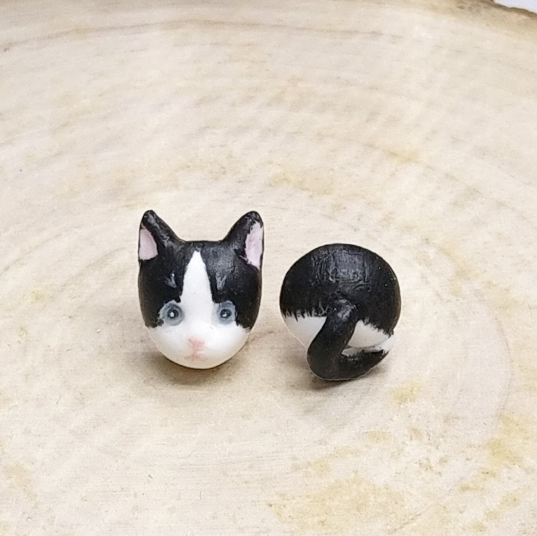 Black and White Tuxedo Cat Earrings Cat Animal Earrings Cat Etsy