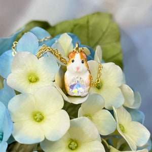 Cute Guinea Pig necklace with Swarovski Crystals - guinea pig accessories - handmade necklace