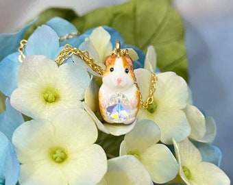 Niedliche Meerschweinchen Halskette mit Swarovski Kristallen - Meerschweinchen Accessoires - handgemachte Halskette