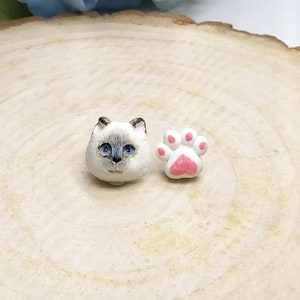 Siamese cat Earrings, Cat, Animal Earrings, Cat Stud Earrings, Cat lover gift, Gifts for her, Handmade Jewellery