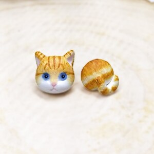 Cat Earrings - Orange Tabby Cat Stud Earrings - Tabby Earrings - Cat Lover Gift - Cat Jewelry - Handmade