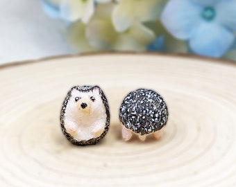 Hedgehog Earrings - Hedgehog Gifts - Hedgehog Stud Earrings - Hedgehog Jewelry - Woodland Animal Earrings