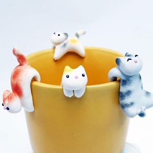 Tabby Cat Tea Bag Holder B Cute Cat Tea Pot Teabag Holder Sipping Cup Mug Decor image 6
