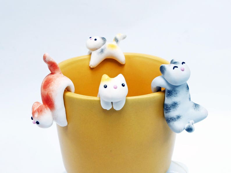 Tabby Cat Tea Bag Holder B Cute Cat Tea Pot Teabag Holder Sipping Cup Mug Decor image 6