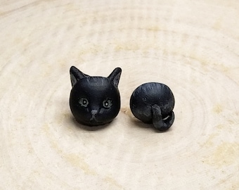 Schwarze Katze Ohrringe, Katze, Tier Ohrringe, Katzenmutter, Katzenliebhaber Geschenk, Geschenke für sie, handgemachter Schmuck