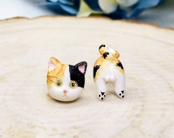 Schildpatt Katze Ohrstecker, Katze, Tier Ohrringe, Katzenmutter, Katzenliebhaber Geschenk, Geschenke für sie, Geschenke für ihn, handgemachter Schmuck