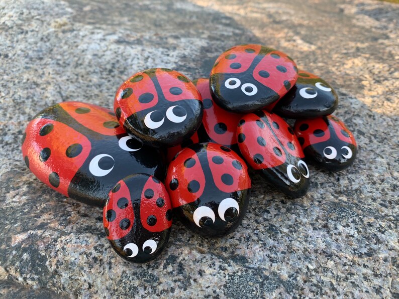 Ladybug Gift Hand Painted Ladybug Art Hand Painted Rock Hand Painted Ladybug Rock with Acrylic Paint