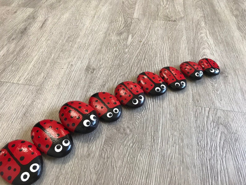 Ladybug Gift Hand Painted Ladybug Art Hand Painted Rock Hand Painted Ladybug Rock with Acrylic Paint
