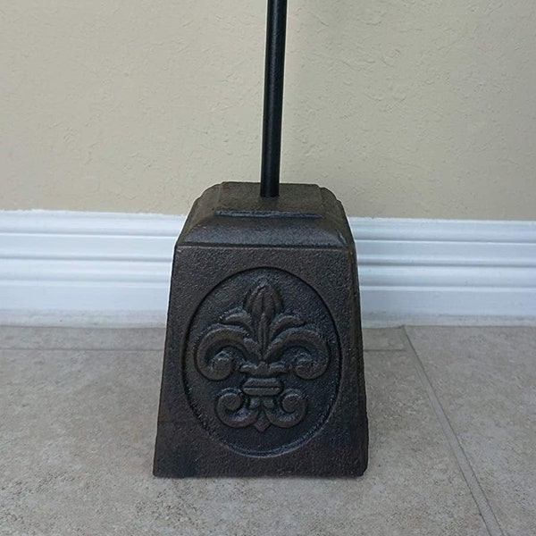 Lulu Decor, Cast Iron Heavy Antique Door Stopper with Fleur de lis Design and Option of rods for Variable Sizes