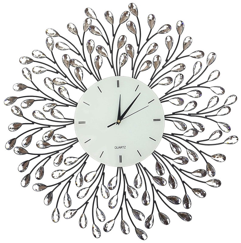 25 Vine Decorative Metal Wall Clock White Glass Lines Dial Etsy