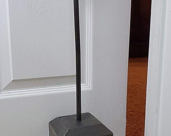 Cast Iron Heavy Non-slip Antique Door Stopper for tile floors with Fleur de lis Design and Option of rods in Variable Sizes (9 Lb)