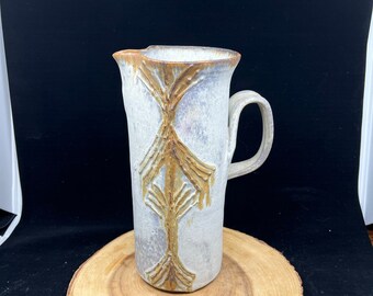 Vintage Large Studio Art Pottery Stoneware Pitcher Vase Artist Signed
