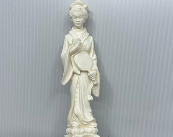 Vintage Alabaster Resin Geisha Figurine By A. Gionnelli (Giannelli) From Golden Crown E&R Italy With Marble Base