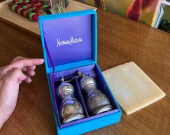 Vintage Nieman Marcus Silver Plated Salt and Pepper In Original Box