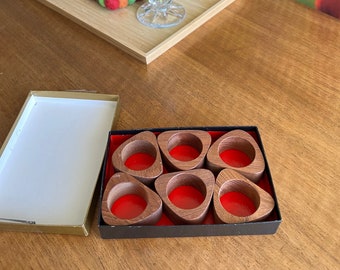 Vintage MCM Otagiri Kitchen Napkin Ring Set of 6 in Box