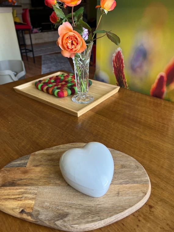 Vintage White Heart Shape Ceramic Trinket Box