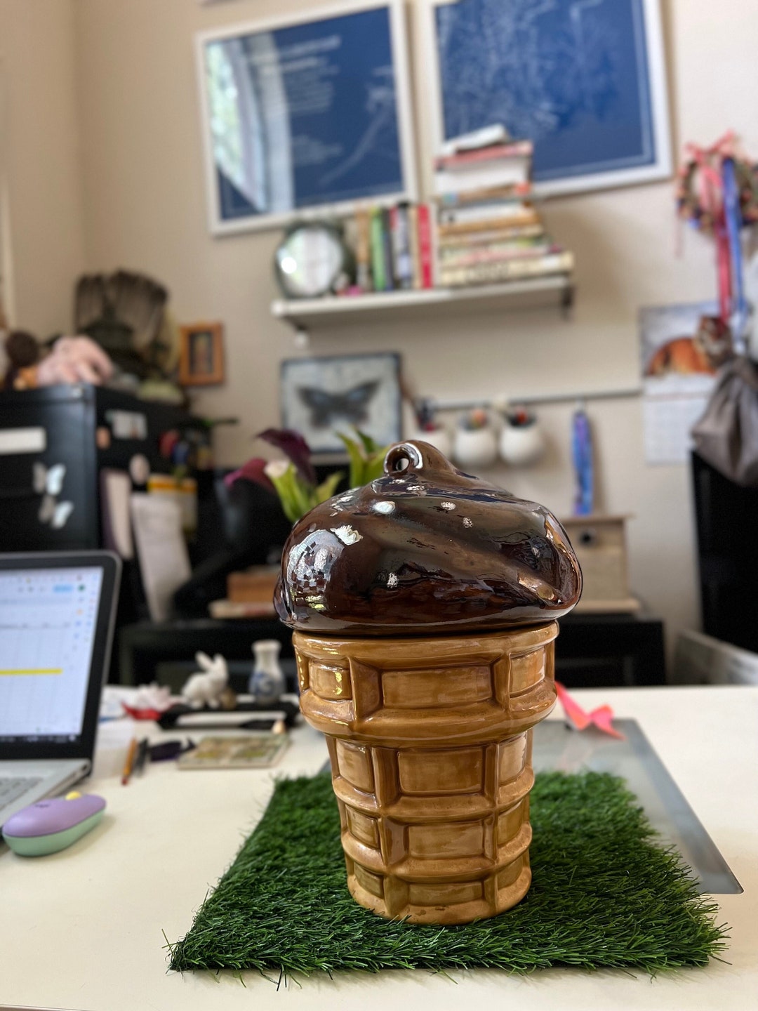 Vintage Ice Cream Cookie Jar Chocolate Ice Cream Cone Etsy