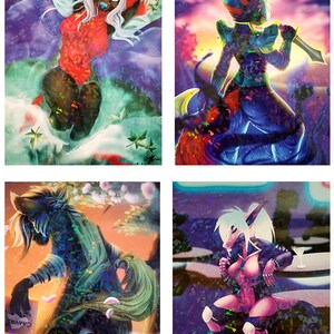 LAST STOCK: Limited Edition Holographic Foil Print Fantasy Furry Pinup Digital Art Zebra Robot Synthetic MMO Rogue River Water Anthro Zine image 2