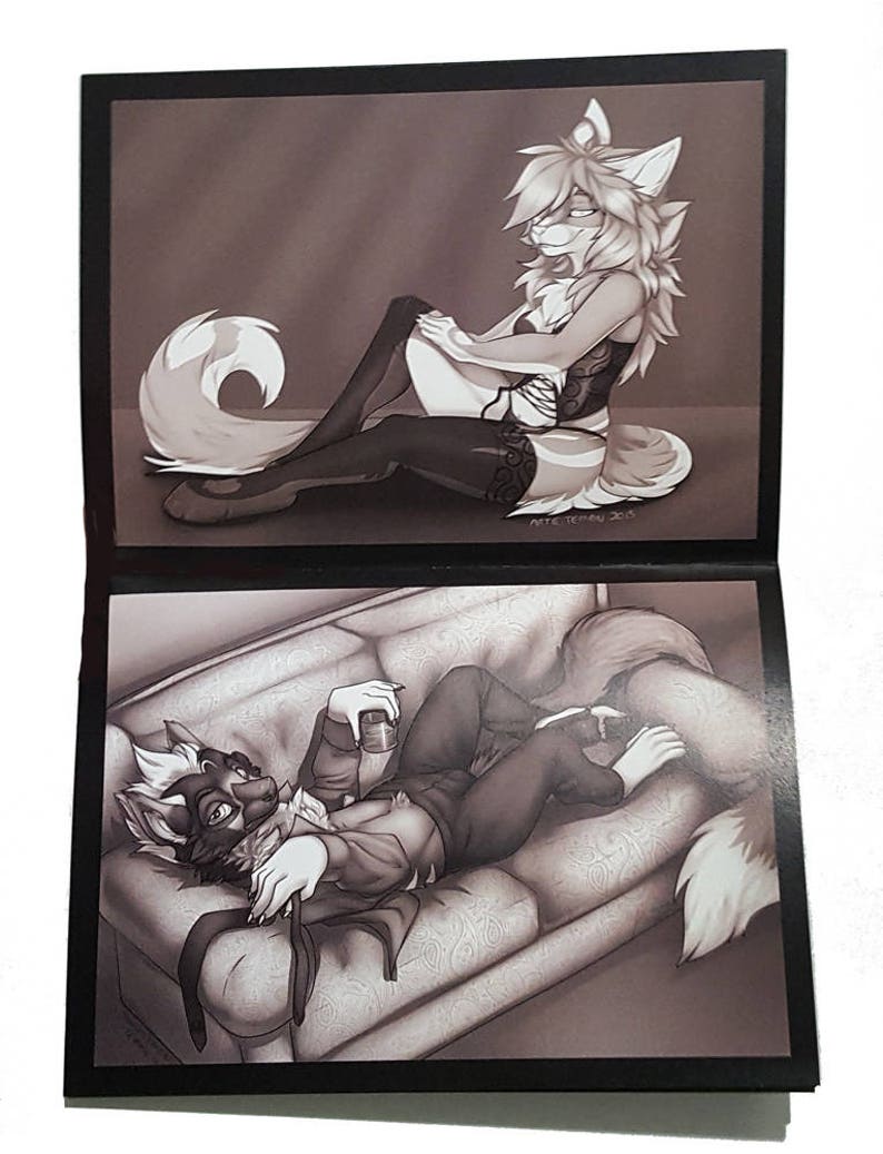 Mini Greyscale Fantasy & Furry Art Book Anthro anthropomorphic mature ink artwork mythical pinup image 2