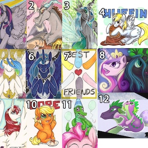 Cartes d'art MLP - Impressions numériques, édition limitée, oeuvre de fan, impression, Luna, Twilight, Discord, Chrysalis, Celestia, Spike - Fabriquées au Canada