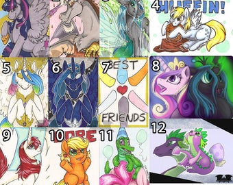 MLP Art Cards - Digital Prints, Limited Edition, Fanart, Print, Luna, Twilight, Discord, Chrysalis, Celestia, Spike - Made in Canada