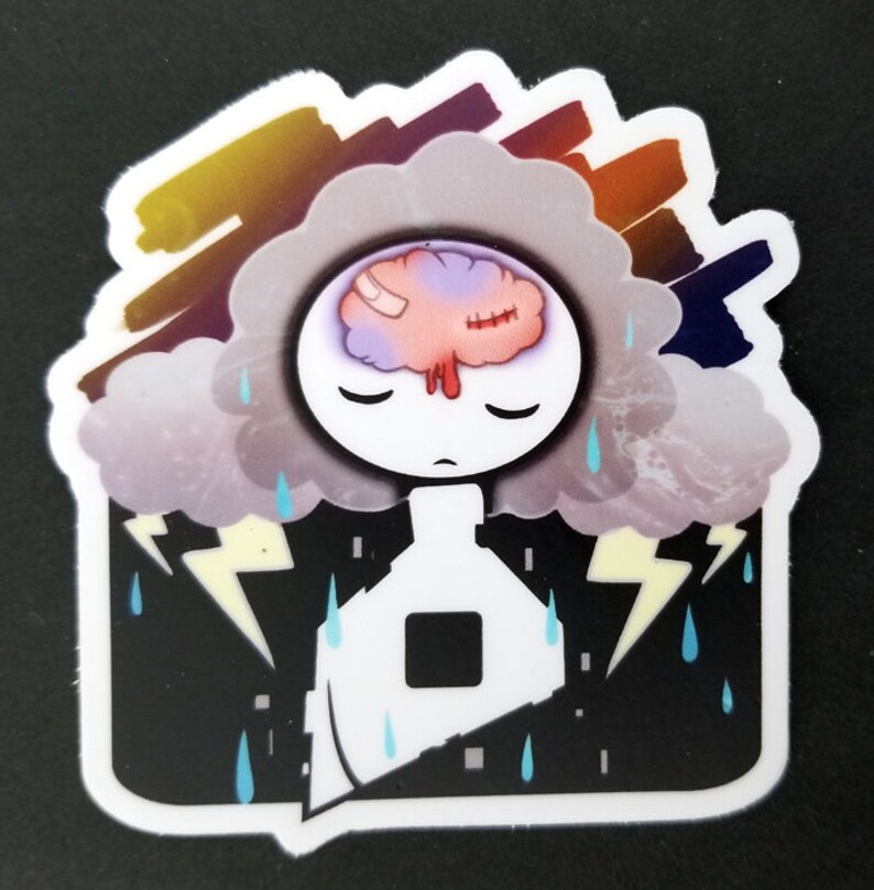 Medium Vynil Stickers 2020 Mental Health, depression, emotions, hardship, pandemic, feelings, anxiety, stress, overwhelming, brain fog image 2