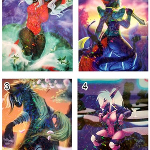 LAST STOCK: Limited Edition Holographic Foil Print Fantasy Furry Pinup Digital Art Zebra Robot Synthetic MMO Rogue River Water Anthro Zine image 1
