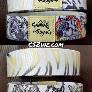 Double Sided Elastic Wristbands Cute Anthro Furry Fantasy Cartoon Character Temrin Canvas Swap Zine Zebra Sticker Emoji Emoticon Accessory image 3